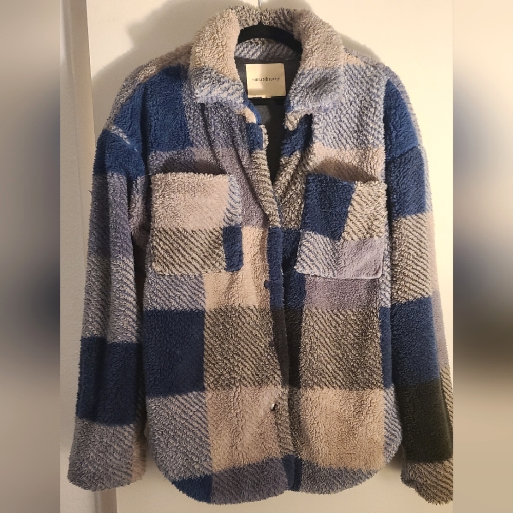 Vici Plush Plaid Shacket